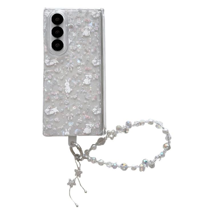 Custodia per telefono antiurto con glitter e motivo floreale fresco, con cinturino e chiusura magnetica., For Samsung Galaxy Z Flip7 FE / 6, For Samsung Galaxy Z Fold7 5G, For Samsung Galaxy Z Flip7 5G, For Samsung Galaxy Z Fold6                       ...