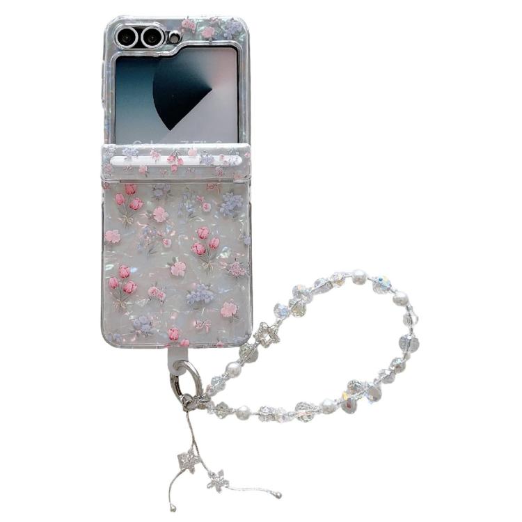 Custodia per telefono antiurto con glitter e motivo floreale fresco, con cinturino e chiusura magnetica., For Samsung Galaxy Z Flip7 FE / 6, For Samsung Galaxy Z Fold7 5G, For Samsung Galaxy Z Flip7 5G, For Samsung Galaxy Z Fold6                       ...