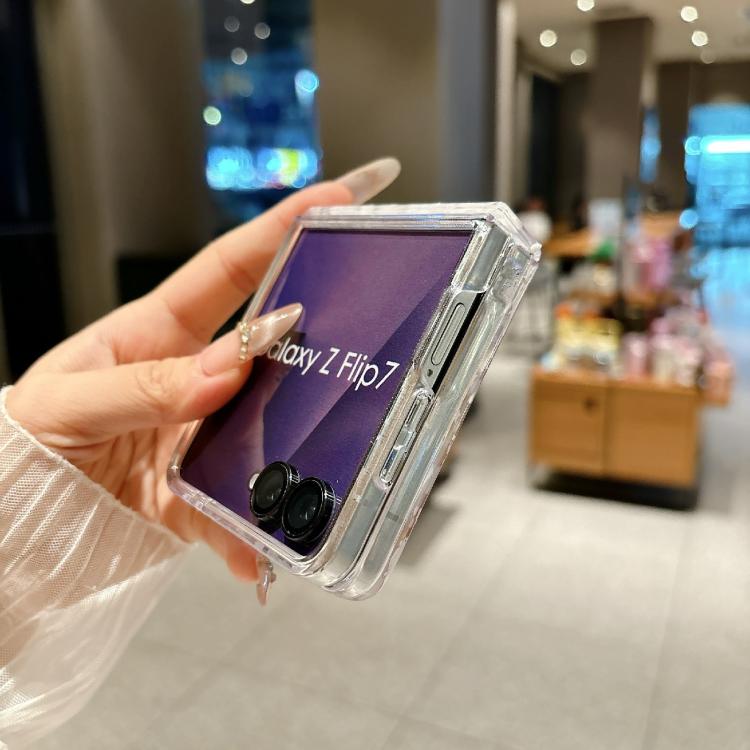 Custodia per telefono antiurto con glitter e motivo floreale fresco, con cinturino e chiusura magnetica., For Samsung Galaxy Z Flip7 FE / 6, For Samsung Galaxy Z Fold7 5G, For Samsung Galaxy Z Flip7 5G, For Samsung Galaxy Z Fold6                       ...