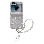Custodia per telefono antiurto con glitter e motivo floreale fresco, con cinturino e chiusura magnetica., For Samsung Galaxy Z Flip7 FE / 6, For Samsung Galaxy Z Fold7 5G, For Samsung Galaxy Z Flip7 5G, For Samsung Galaxy Z Fold6                       ...