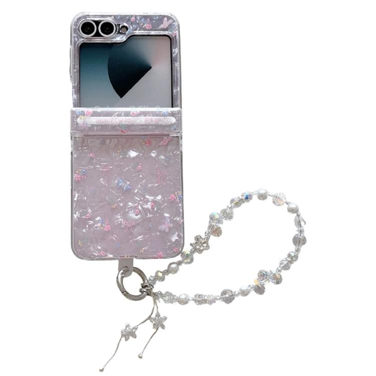 Custodia per telefono antiurto con glitter e motivo floreale fresco, con cinturino e chiusura magnetica., For Samsung Galaxy Z Flip7 FE / 6, For Samsung Galaxy Z Fold7 5G, For Samsung Galaxy Z Flip7 5G, For Samsung Galaxy Z Fold6                       ...