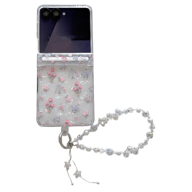 Custodia per telefono antiurto con glitter e motivo floreale fresco, con cinturino e chiusura magnetica., For Samsung Galaxy Z Flip7 FE / 6, For Samsung Galaxy Z Fold7 5G, For Samsung Galaxy Z Flip7 5G, For Samsung Galaxy Z Fold6                       ...