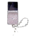 Custodia per telefono antiurto con glitter e motivo floreale fresco, con cinturino e chiusura magnetica., For Samsung Galaxy Z Flip7 FE / 6, For Samsung Galaxy Z Fold7 5G, For Samsung Galaxy Z Flip7 5G, For Samsung Galaxy Z Fold6                       ...