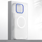 Custodia magnetica per telefono in PC della serie Blues con effetto pelle., For iPhone 15 Pro Max, For iPhone 15 Pro, For iPhone 15