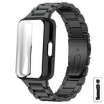 Cinturino per orologio Tri-Beads in acciaio inossidabile con custodia in TPU e set per la rimozione delle maglie del cinturino, For Samsung Galaxy Fit3