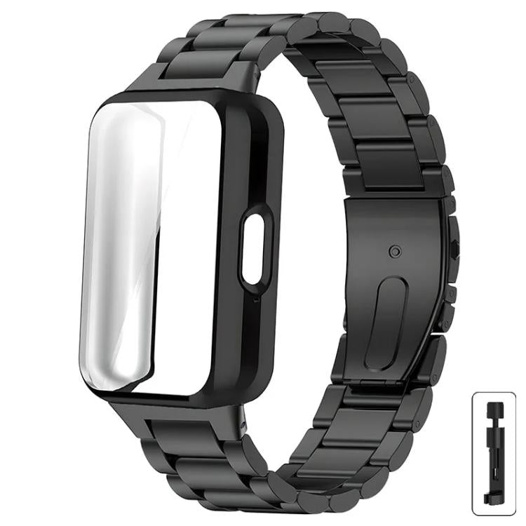 Cinturino per orologio Tri-Beads in acciaio inossidabile con custodia in TPU e set per la rimozione delle maglie del cinturino, For Samsung Galaxy Fit3