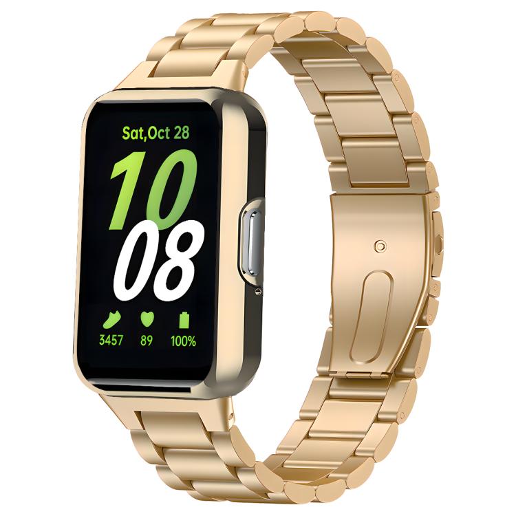 Cinturino per orologio Tri-Beads in acciaio inossidabile con custodia in TPU e set per la rimozione delle maglie del cinturino, For Samsung Galaxy Fit3