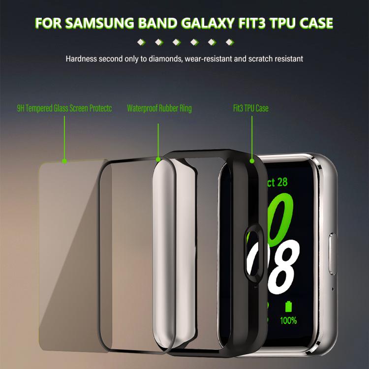 Cinturino per orologio Tri-Beads in acciaio inossidabile con custodia in TPU e set per la rimozione delle maglie del cinturino, For Samsung Galaxy Fit3