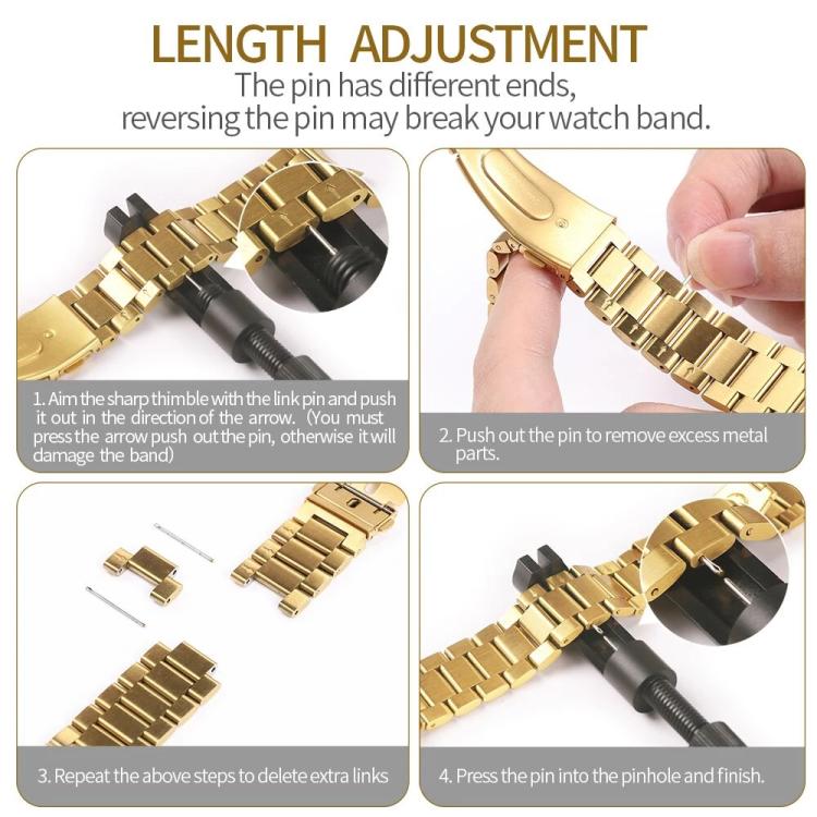 Cinturino per orologio Tri-Beads in acciaio inossidabile con pellicola integrata, custodia in PC e set per la rimozione delle maglie del cinturino, For Samsung Galaxy Watch7 44mm, For Samsung Galaxy Watch7 40mm, For Samsung Galaxy Watch6 44mm          ...