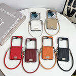 Custodia per telefono con cinturino e fibbia laterale a trama verticale con targhetta identificativa., For Samsung Galaxy Z Flip7 FE/6, For Samsung Galaxy Z Flip7 5G, For Samsung Galaxy Z Flip5