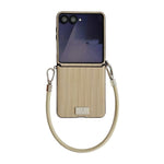 Custodia per telefono con cinturino e fibbia laterale a trama verticale con targhetta identificativa., For Samsung Galaxy Z Flip7 FE/6, For Samsung Galaxy Z Flip7 5G, For Samsung Galaxy Z Flip5