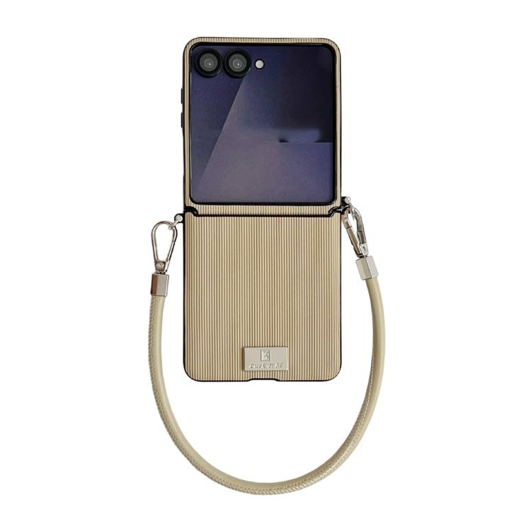 Custodia per telefono con cinturino e fibbia laterale a trama verticale con targhetta identificativa., For Samsung Galaxy Z Flip7 FE/6, For Samsung Galaxy Z Flip7 5G, For Samsung Galaxy Z Flip5