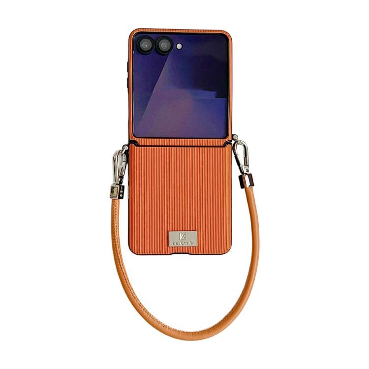 Custodia per telefono con cinturino e fibbia laterale a trama verticale con targhetta identificativa., For Samsung Galaxy Z Flip7 FE/6, For Samsung Galaxy Z Flip7 5G, For Samsung Galaxy Z Flip5