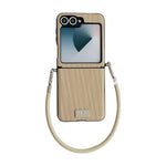 Custodia per telefono con cinturino e fibbia laterale a trama verticale con targhetta identificativa., For Samsung Galaxy Z Flip7 FE/6, For Samsung Galaxy Z Flip7 5G, For Samsung Galaxy Z Flip5