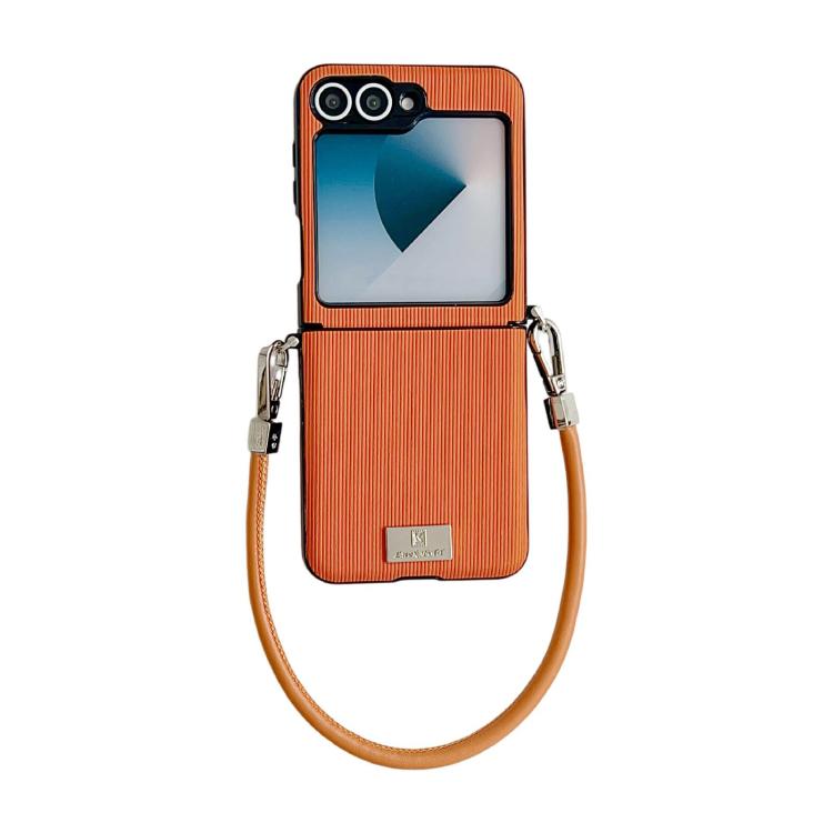 Custodia per telefono con cinturino e fibbia laterale a trama verticale con targhetta identificativa., For Samsung Galaxy Z Flip7 FE/6, For Samsung Galaxy Z Flip7 5G, For Samsung Galaxy Z Flip5