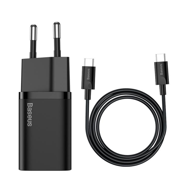 Caricabatterie rapido Baseus Super Si Type-C da 25 W con cavo da Type-C a Type-C da 1 m e spina europea.