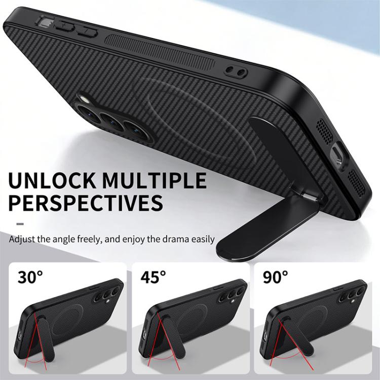 WANLONFENG Custodia per telefono magnetica con supporto integrato e texture in fibra di carbonio, con 2 pellicole protettive per lo schermo incluse., For Samsung Galaxy A57 5G, For Samsung Galaxy Galaxy A37 5G, For Galaxy A27 5G                        ...