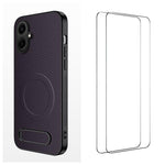 WANLONFENG Custodia per telefono magnetica con supporto integrato e texture in fibra di carbonio, con 2 pellicole protettive per lo schermo incluse., For Samsung Galaxy A57 5G, For Samsung Galaxy Galaxy A37 5G, For Galaxy A27 5G                        ...