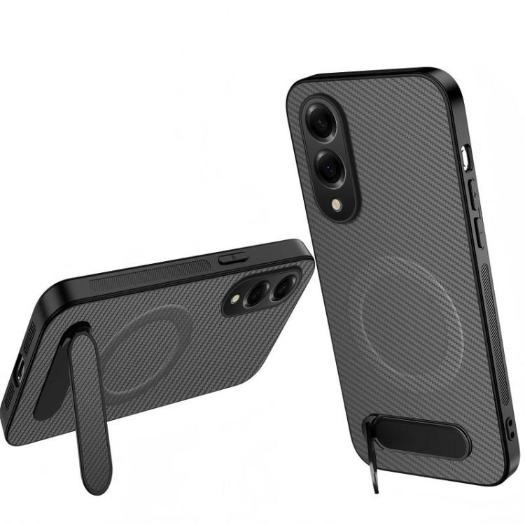 Custodia per telefono magnetica con supporto WANLONFENG e texture in fibra di carbonio., For Samsung Galaxy S26+ 5G, For Samsung Galaxy S26 Ultra 5G, For Samsung Galaxy S26 5G, For Samsung Galaxy S25 FE 5G, For Samsung Galaxy S25 Edge 5G               ...