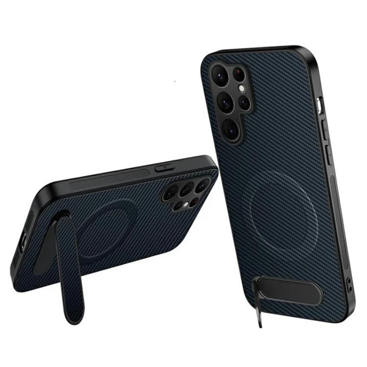 Custodia per telefono magnetica con supporto WANLONFENG e texture in fibra di carbonio., For Samsung Galaxy S25+ 5G, For Samsung Galaxy S25 Ultra 5G, For Samsung Galaxy S24 Ultra 5G, For Samsung Galaxy S24+ 5G, For Samsung Galaxy S24 5G                ...