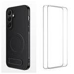 WANLONFENG Custodia per telefono magnetica con supporto integrato e texture in fibra di carbonio, con 2 pellicole protettive per lo schermo incluse., For Samsung Galaxy S25+ 5G, For Samsung Galaxy S25 Ultra 5G, For Samsung Galaxy S24 Ultra 5G          ...