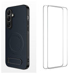 WANLONFENG Custodia per telefono magnetica con supporto integrato e texture in fibra di carbonio, con 2 pellicole protettive per lo schermo incluse., For Samsung Galaxy S25+ 5G, For Samsung Galaxy S25 Ultra 5G, For Samsung Galaxy S24 Ultra 5G          ...