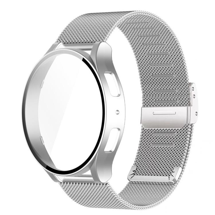 Cinturino per orologio in acciaio inossidabile con fibbia milanese e custodia in policarbonato integrata., For Samsung Galaxy Watch4 44mm, For Samsung Galaxy Watch4 40mm