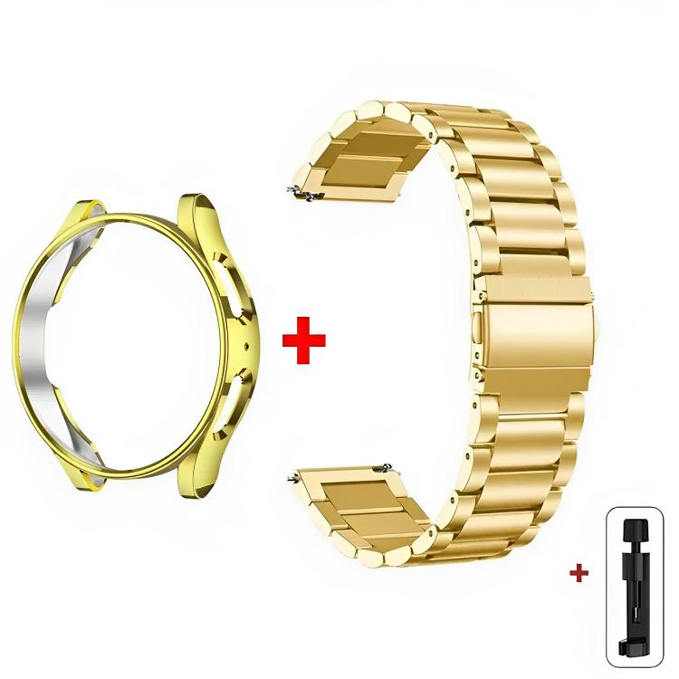 Cinturino per orologio Tri-Beads in acciaio inossidabile con custodia semi-chiusa in TPU e set per la rimozione delle maglie del cinturino, For Samsung Galaxy Watch4  Classic 46mm, For Samsung Galaxy Watch4 Classic 42mm