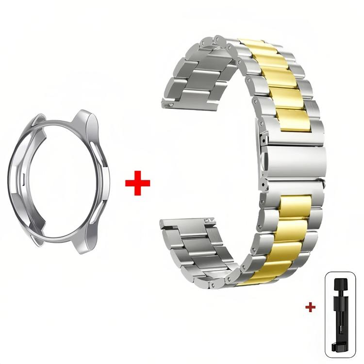 Cinturino per orologio Tri-Beads in acciaio inossidabile con custodia semi-chiusa in TPU e set per la rimozione delle maglie del cinturino, For Samsung Galaxy Watch4  Classic 46mm, For Samsung Galaxy Watch4 Classic 42mm