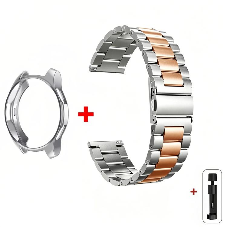 Cinturino per orologio Tri-Beads in acciaio inossidabile con custodia semi-chiusa in TPU e set per la rimozione delle maglie del cinturino, For Samsung Galaxy Watch4  Classic 46mm, For Samsung Galaxy Watch4 Classic 42mm