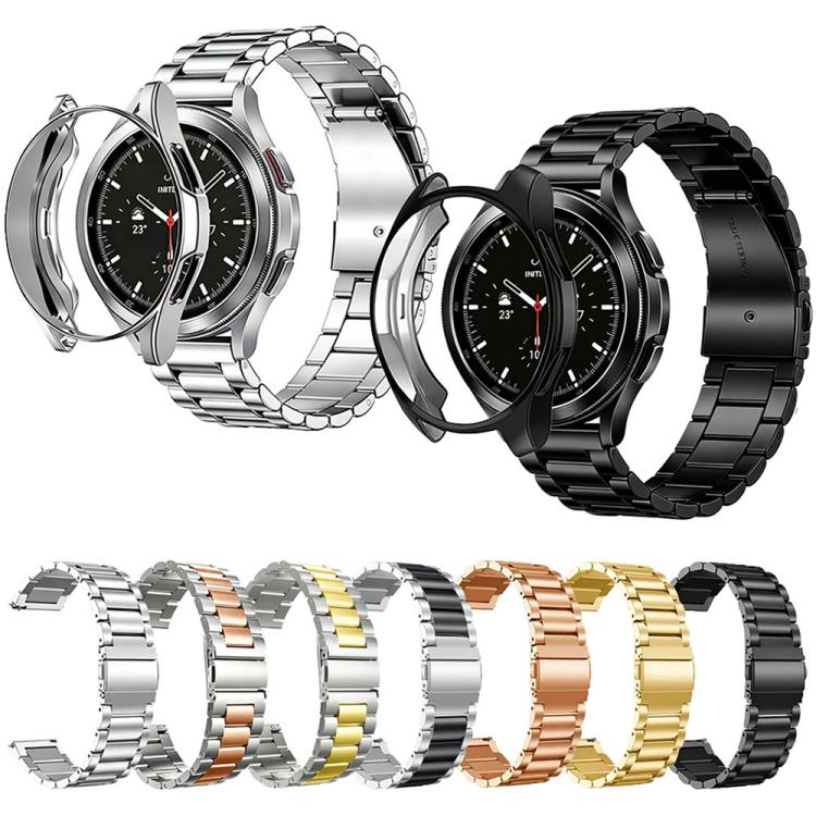 Cinturino per orologio Tri-Beads in acciaio inossidabile con custodia semi-chiusa in TPU e set per la rimozione delle maglie del cinturino, For Samsung Galaxy Watch4  Classic 46mm, For Samsung Galaxy Watch4 Classic 42mm