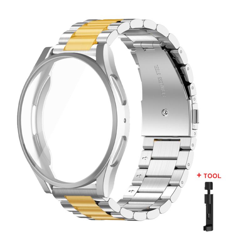 Cinturino per orologio Tri-Beads in acciaio inossidabile con custodia in TPU a copertura totale e set per la rimozione delle maglie del cinturino, For Samsung Galaxy Watch7 44mm, For Samsung Galaxy Watch7 40mm, For Samsung Galaxy Watch6 44mm