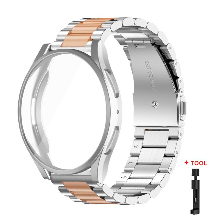 Cinturino per orologio Tri-Beads in acciaio inossidabile con custodia in TPU a copertura totale e set per la rimozione delle maglie del cinturino, For Samsung Galaxy Watch6 40mm, For Samsung Galaxy Watch5 44mm, For Samsung Galaxy Watch5 40mm