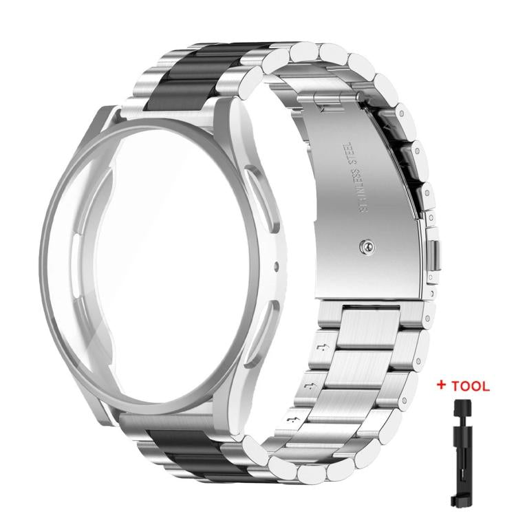 Cinturino per orologio Tri-Beads in acciaio inossidabile con custodia in TPU a copertura totale e set per la rimozione delle maglie del cinturino, For Samsung Galaxy Watch6 40mm, For Samsung Galaxy Watch5 44mm, For Samsung Galaxy Watch5 40mm