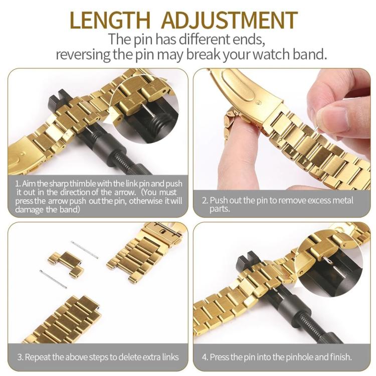 Cinturino per orologio Tri-Beads in acciaio inossidabile con custodia in TPU a copertura totale e set per la rimozione delle maglie del cinturino, For Samsung Galaxy Watch4 44mm, For Samsung Galaxy Watch4 40mm