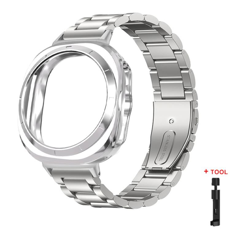 Cinturino per orologio in acciaio inossidabile con tre perline, custodia semi-chiusa in TPU e set per la rimozione delle maglie del cinturino., For Samsung Galaxy Watch Ultra / Ultra 2025