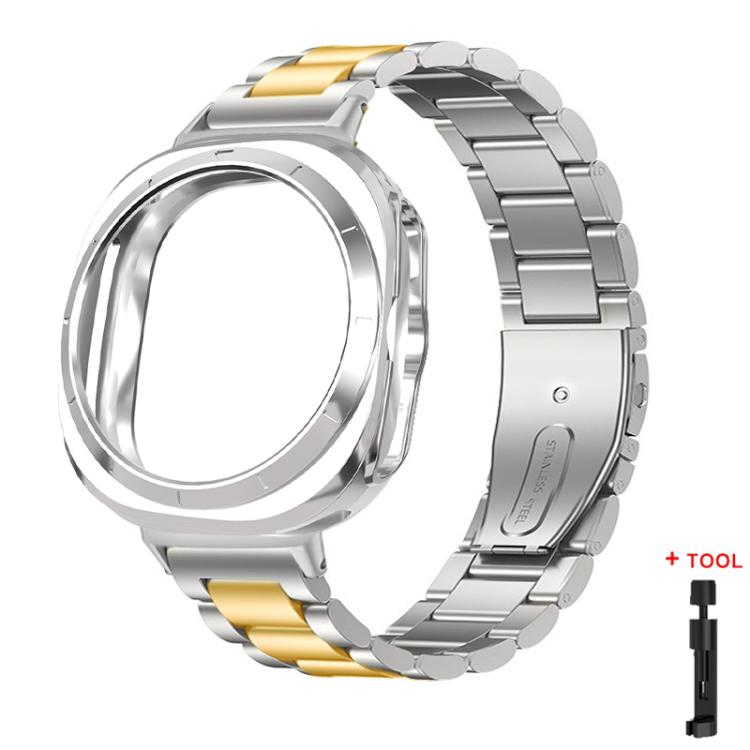 Cinturino per orologio in acciaio inossidabile con tre perline, custodia semi-chiusa in TPU e set per la rimozione delle maglie del cinturino., For Samsung Galaxy Watch Ultra / Ultra 2025