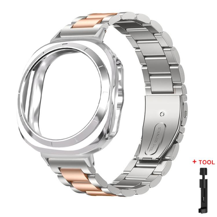 Cinturino per orologio in acciaio inossidabile con tre perline, custodia semi-chiusa in TPU e set per la rimozione delle maglie del cinturino., For Samsung Galaxy Watch Ultra / Ultra 2025