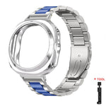Cinturino per orologio in acciaio inossidabile con tre perline, custodia semi-chiusa in TPU e set per la rimozione delle maglie del cinturino., For Samsung Galaxy Watch Ultra / Ultra 2025