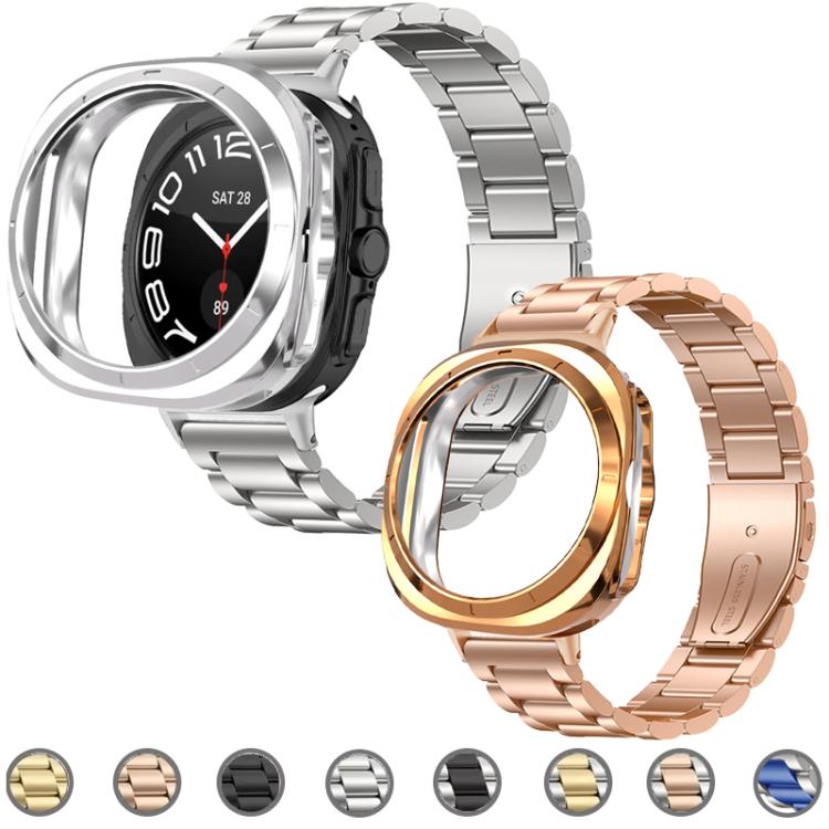 Cinturino per orologio in acciaio inossidabile con tre perline, custodia semi-chiusa in TPU e set per la rimozione delle maglie del cinturino., For Samsung Galaxy Watch Ultra / Ultra 2025