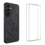 WANLONFENG Custodia magnetica per telefono con texture Nappa e 2 pellicole protettive per lo schermo incluse., For Galaxy S26 FE 5G, For Samsung Galaxy S26+ 5G, For Samsung Galaxy S26 Ultra 5G, For Samsung Galaxy S26 5G, For Samsung Galaxy S25 FE 5G   ...