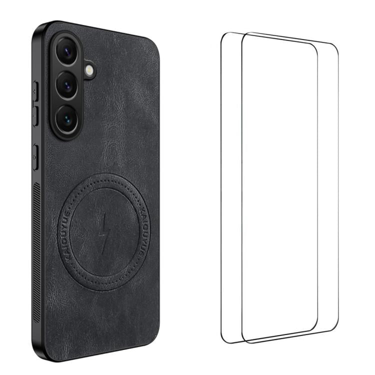 WANLONFENG Custodia magnetica per telefono con texture Nappa e 2 pellicole protettive per lo schermo incluse., For Galaxy S26 FE 5G, For Samsung Galaxy S26+ 5G, For Samsung Galaxy S26 Ultra 5G, For Samsung Galaxy S26 5G, For Samsung Galaxy S25 FE 5G   ...