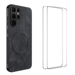 WANLONFENG Custodia magnetica per telefono con texture Nappa e 2 pellicole protettive per lo schermo incluse., For Galaxy S26 FE 5G, For Samsung Galaxy S26+ 5G, For Samsung Galaxy S26 Ultra 5G, For Samsung Galaxy S26 5G, For Samsung Galaxy S25 FE 5G   ...