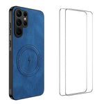 WANLONFENG Custodia magnetica per telefono con texture Nappa e 2 pellicole protettive per lo schermo incluse., For Galaxy S26 FE 5G, For Samsung Galaxy S26+ 5G, For Samsung Galaxy S26 Ultra 5G, For Samsung Galaxy S26 5G, For Samsung Galaxy S25 FE 5G   ...