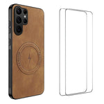 WANLONFENG Custodia magnetica per telefono con texture Nappa e 2 pellicole protettive per lo schermo incluse., For Galaxy S26 FE 5G, For Samsung Galaxy S26+ 5G, For Samsung Galaxy S26 Ultra 5G, For Samsung Galaxy S26 5G, For Samsung Galaxy S25 FE 5G   ...