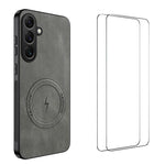 WANLONFENG Custodia magnetica per telefono con texture Nappa e 2 pellicole protettive per lo schermo incluse., For Galaxy S26 FE 5G, For Samsung Galaxy S26+ 5G, For Samsung Galaxy S26 Ultra 5G, For Samsung Galaxy S26 5G, For Samsung Galaxy S25 FE 5G   ...