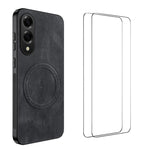 WANLONFENG Custodia magnetica per telefono con texture Nappa e 2 pellicole protettive per lo schermo incluse., For Galaxy S26 FE 5G, For Samsung Galaxy S26+ 5G, For Samsung Galaxy S26 Ultra 5G, For Samsung Galaxy S26 5G, For Samsung Galaxy S25 FE 5G   ...