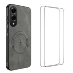 WANLONFENG Custodia magnetica per telefono con texture Nappa e 2 pellicole protettive per lo schermo incluse., For Galaxy S26 FE 5G, For Samsung Galaxy S26+ 5G, For Samsung Galaxy S26 Ultra 5G, For Samsung Galaxy S26 5G, For Samsung Galaxy S25 FE 5G   ...
