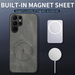 WANLONFENG Custodia magnetica per telefono con texture Nappa e 2 pellicole protettive per lo schermo incluse., For Samsung Galaxy S23 Ultra 5G