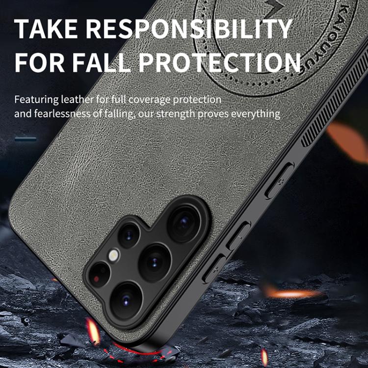 WANLONFENG Custodia magnetica per telefono con texture Nappa e 2 pellicole protettive per lo schermo incluse., For Samsung Galaxy S23 Ultra 5G